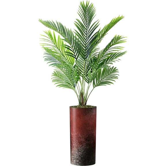 Artificial Tree in Modern Planter, Fake Areca Tropical Palm Silk Tree for Indoor and Outdoor Home Decoration - 66" Overall Tall (Plant Pot Plus Tree)