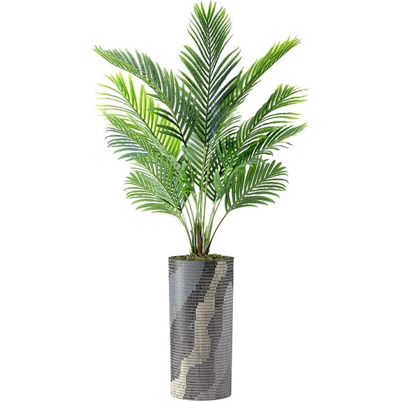 Artificial Tree in Modern Planter, Fake Areca Tropical Palm Silk Tree for Indoor and Outdoor Home Decoration - 66" Overall Tall (Plant Pot Plus Tree)