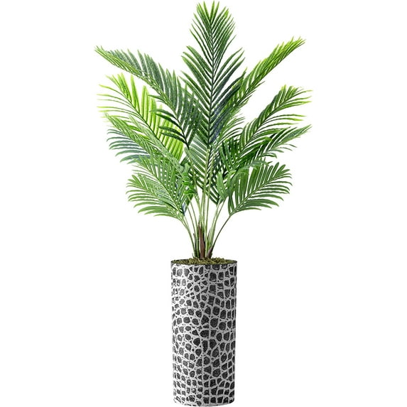 Artificial Tree in Modern Planter, Fake Areca Tropical Palm Silk Tree for Indoor and Outdoor Home Decoration - 66" Overall Tall (Plant Pot Plus Tree)