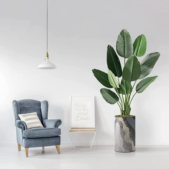 Artificial Tree in Modern Planter, Fake Bird of Paradise Silk Tree for Indoor and Outdoor Home Decoration - 58" Overall Tall (Plant Pot Plus Tree)