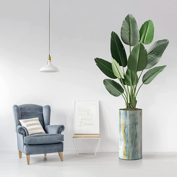 Artificial Tree in Modern Planter, Fake Bird of Paradise Silk Tree for Indoor and Outdoor Home Decoration - 67" Overall Tall (Plant Pot Plus Tree)
