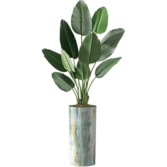 Artificial Tree in Modern Planter, Fake Bird of Paradise Silk Tree for Indoor and Outdoor Home Decoration - 67" Overall Tall (Plant Pot Plus Tree)