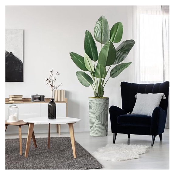 Artificial Tree of Paradise, 67" Silk Plant with Geometric Planter - Indoor Outdoor Home Decor