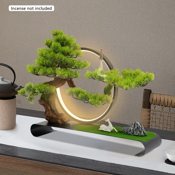 Artificial Tree with Light Ring, Realistic Simulation Pine, Artificial Welcome Pine with Deer Decoration