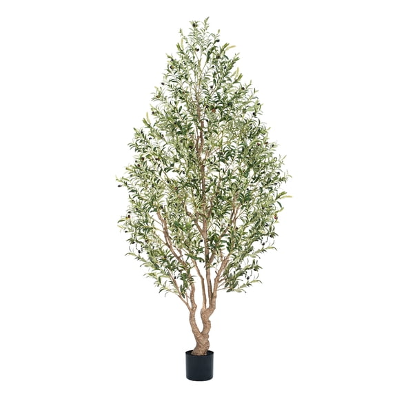 9ft Faux Olive Tree - Large Artificial Olive Tree with Realistic 2006 Leaves and 157 Olives - Lush and Elegant Fake Olive Tree with for Indoor Outdoor Office Living Room Decor