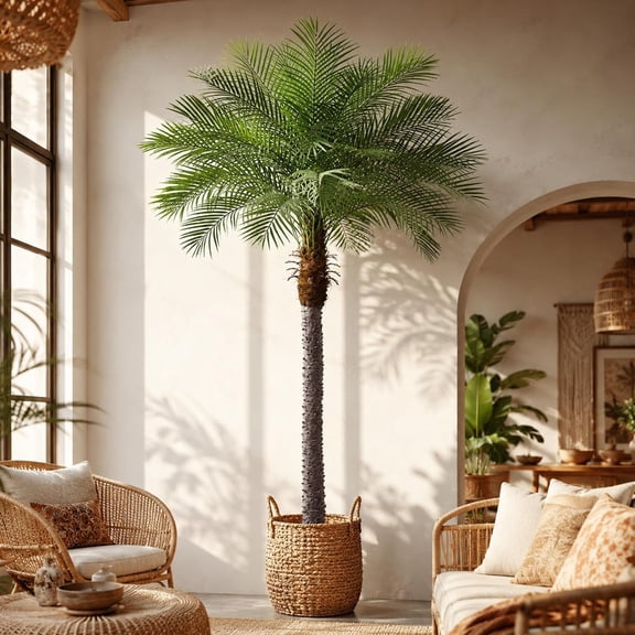 9ft Artificial Phoenix Palm Tree Tall Artificial Palm Trees,Faux Phoenix Palm Plants for Outside Patio Pool Home Office Living Room Yard