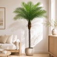 thumbnail image 1 of 7ft Artificial Phoenix Palm Tree, Tall Faux Palm Plant with 15 Adjustable Leaves, Perfect for Outside Patio, Poolside, Home Office, Living Room, Yard Decor, 1 of 9