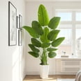 thumbnail image 1 of 6ft Artificial Bird of Paradise Plant, Synthetic Banana Leaf Tree with Textured Wavy White Pot for Home Decor, Perfect Silk Floor Plant, 1 of 9