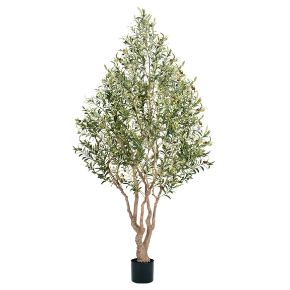 8ft Faux Olive Tree - Large Artificial Olive Tree- Lush and Elegant Fake Olive Tree with for Indoor Outdoor Office Living Room Decor
