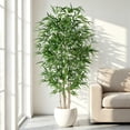 thumbnail image 1 of 5ft Artificial Bamboo Tree Indoor - Tall Faux Bamboo Plant with Natural Wood Trunk in Designer Pot with Wood Chips - Fake Plant for Home Office & Living Room, 1 of 10
