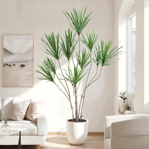 Artificial Dracaena Trees Indoor, 6ft Faux Tropical Floor Plants Indoor, Tall Fake Yucca Silk Tree