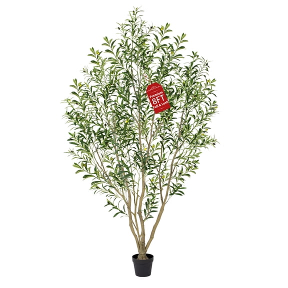 8FT Olive Trees Artificial, Faux Olive Tree with Indoor with Lush Lifelike Fruits for Living Room Bedroom Balcony Corner Office Home Decor