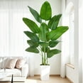thumbnail image 1 of 7ft Artificial Bird of Paradise Plant, Synthetic Banana Leaf Tree with Textured Wavy White Pot for Home Decor, Perfect Silk Floor Plant, 1 of 7