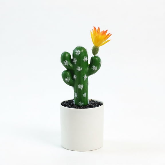 Artificial Tropical Cactus Miniature Potted Plant Creative Desktop Green Decor for Home Office Shelf Tabletop Ornament