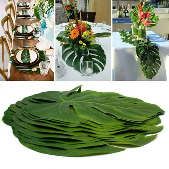 Artificial Tropical Palm Leaves Jungle Party Decoration Animal Summer Hawaiian Wedding Home Table Decor S