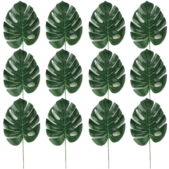 Artificial Tropical Palm Leaves, Silk Golden Green Foliage for Luau, Summer Party, Jungle, Wedding & Home Decor