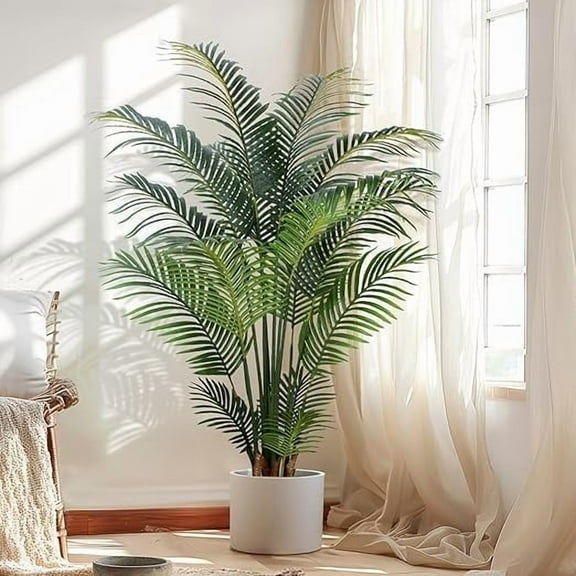 Yepdin 5 Ft Artificial Palm Tree in Black Pot for Indoor and Outdoor Decor