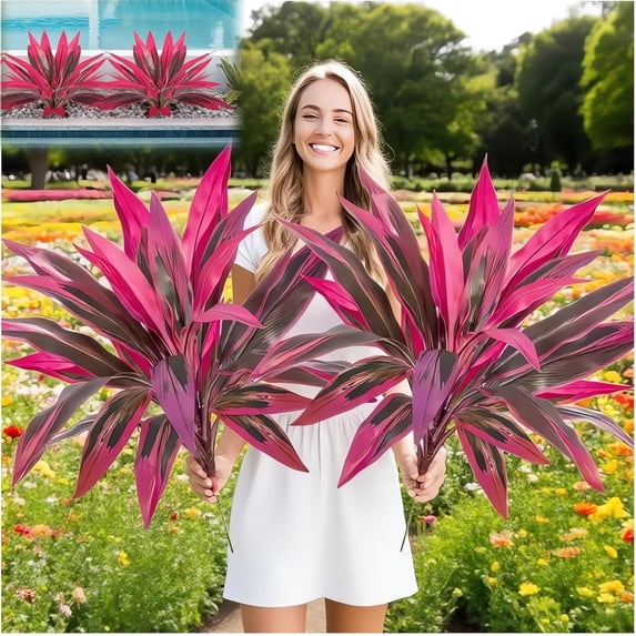 Artificial Tropical Plant UV Resistant Large Faux Plants Outdoor Fake Boston Ferns Potted Plants Realistic Agave Plastic Hostas Greenery Patio Outside Shrubs Flower Grass Front Porch Decor (6PCS)