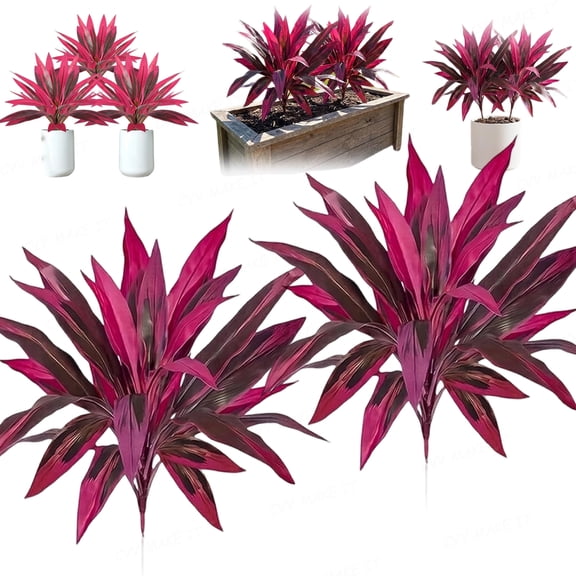 Artificial Tropical Plant UV Resistant Large Faux Plants Outdoor Fake Boston Ferns Potted Plants Realistic Agave Plastic Hostas Greenery Patio Outside Shrubs Flower Grass Front Porch Decor,2PCS