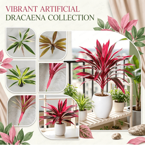 Artificial Tropical Plant UV Resistant Large Faux Plants – Realistic Textured Leaves Fake Hostas for Outside Planters Coffee color