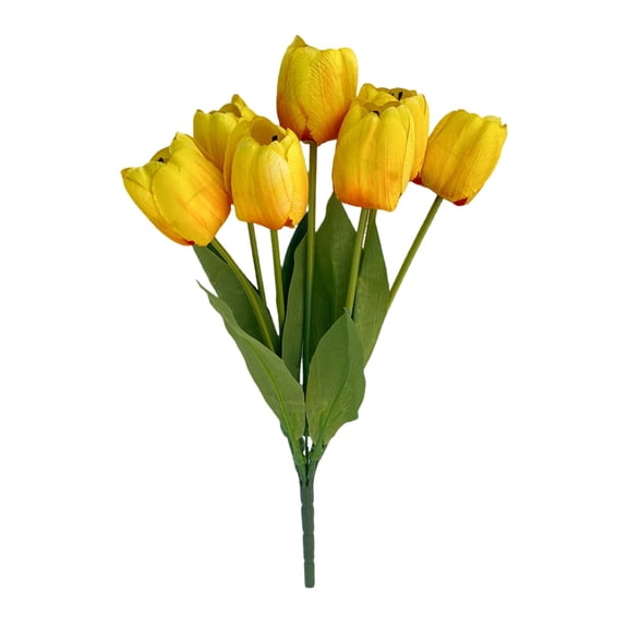 Artificial Tulip Bouquet Verdsylv 7-Head Large Petal Tulip Artificial Flower - Lifelike Silk Bloom for Home Decor & Wedding Centerpieces - Realistic Table Arrangement - Elegant Floral Accent, Yellow