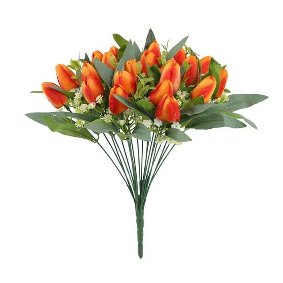 Artificial Tulip Bush Artificial Silk Flowers Faux Tulip Flowers with Long Stem Realistic Fake Flowers for Spring Easter Home Kitchen Wedding Bouquet Valentine's Day Gift Decorations