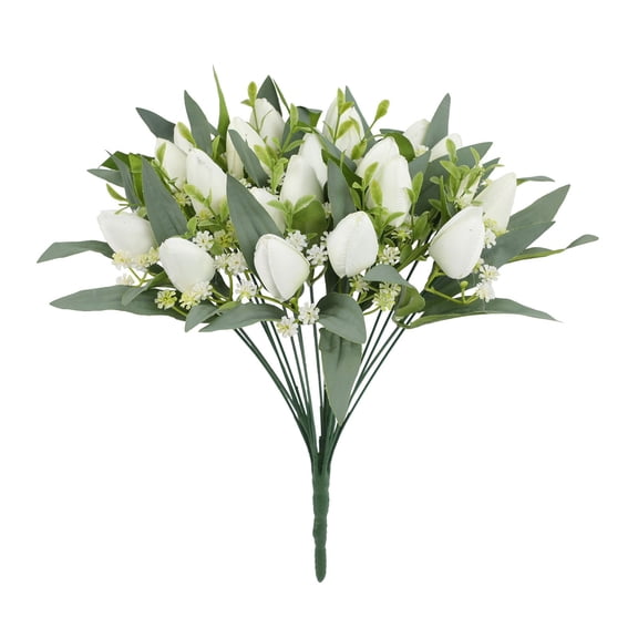 Artificial Tulip Bush Artificial Silk Flowers Faux Tulip Flowers with Long Stem Realistic Fake Flowers for Spring Easter Home Kitchen Wedding Bouquet Valentine's Day Gift Decorations
