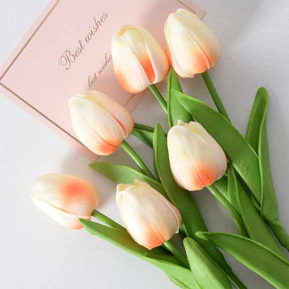 Artificial Tulip Flower,Single Stem Lifelike PU Mini Tulip in Bright Yellow,For Wedding Party Garden Home Decor,1PC,Yellow