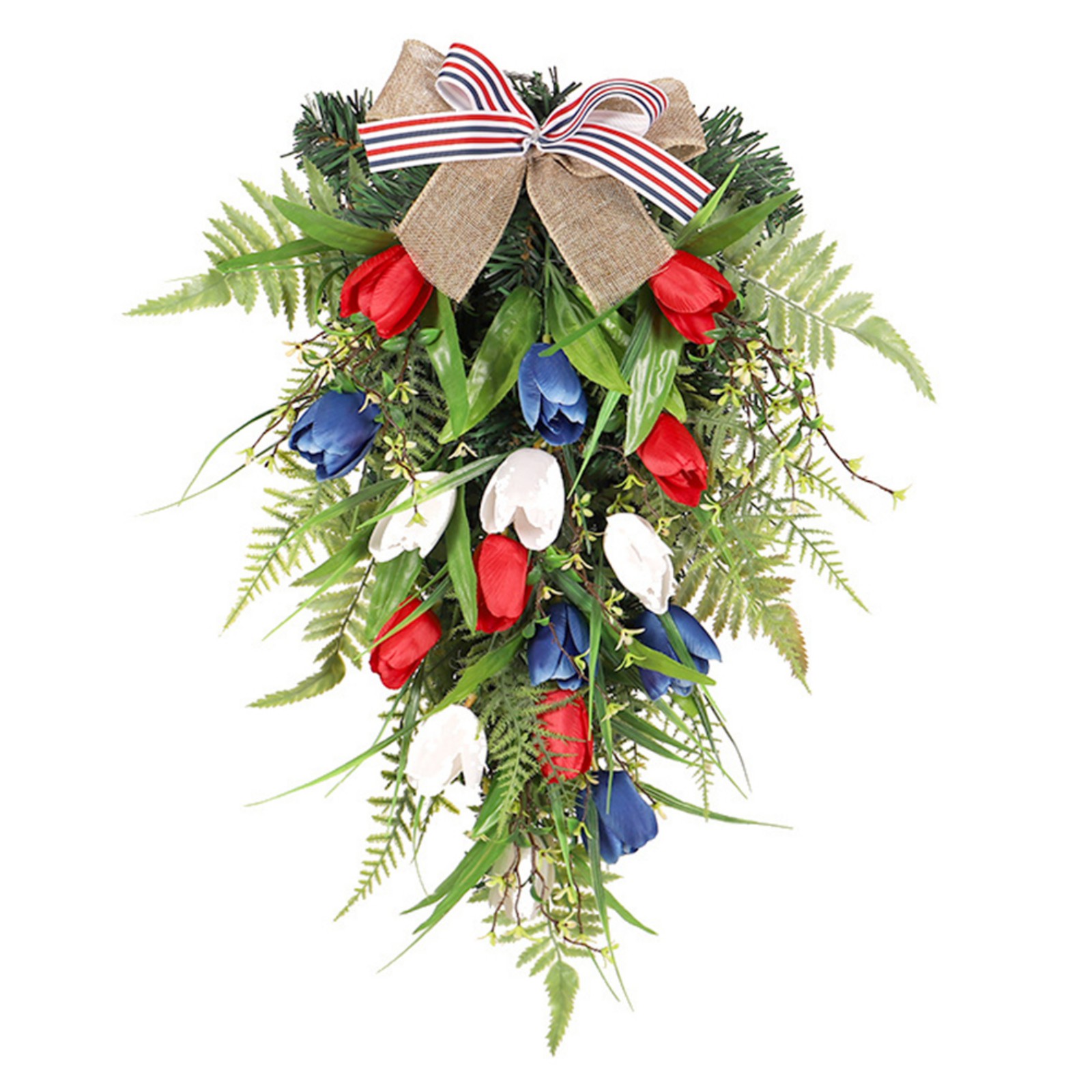 Artificial Tulip Flower Upside down Wreaths for Front Door,4th of July ...