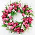 thumbnail image 1 of Artificial Tulip Flower Wreaths for Front Door 16 Inches, Silk Fake Flower Mini Tulip Wreaths for Spring, Summer, Winter, Home, Wedding, Festiva Décor, 1 of 8