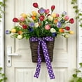 thumbnail image 1 of Artificial Tulips, Artificial Flowers, Multicolor Tulips Flower Basket Hanging Decoration, Waterproof Plastic Living Room Decor, 1 of 6