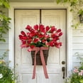 thumbnail image 1 of Artificial Tulips, Artificial Flowers, Multicolor Tulips Flower Basket Hanging Decoration, Waterproof Plastic Living Room Decor, 1 of 6