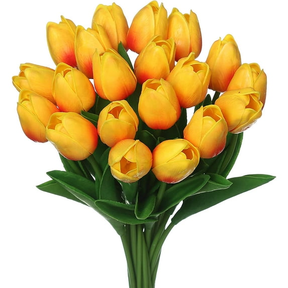 Artificial Tulips Flowers,20 Pcs 13.5" Artificial Latex Tulips Flowers for Home Room Office Party Wedding Decoration(Dark Pink)