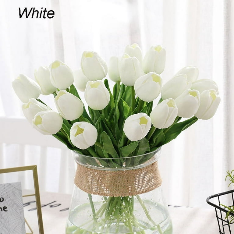 Artificial Tulips Real Touch Fake Flowers Artificial Tulips Flowers  Arrangement Bouquet for Home Room Office Wedding Party(5/10pcs) 