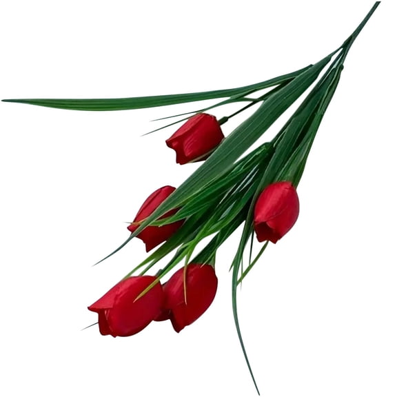 Artificial Tulips - Realistic Faux Flowers With Plastic Greenery For Wreath Arrangements, Home Room And Wedding Decor