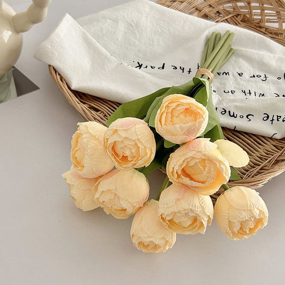 Artificial Tulips Silk Flowers Bouquet Fake Plants Home Decor Wedding Centerpiece Arrangements Indoor Outdoor Garden Party Decoration Realistic Long Stem