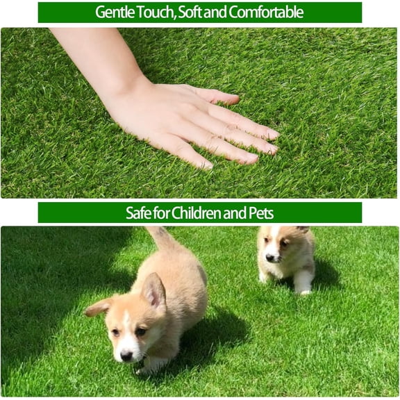 Artificial Turf Grass 4 FT 10 in x 8 FT, Fake Grass Synthetic Rug Outdoor Indoor 0.8" Pile, Realistic Grass Carpet Mat with Drainage for Dogs, , Balcony, Backyard, Custom Size