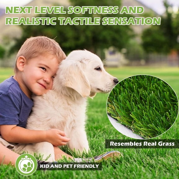 Artificial Turf Grass 4 FT × 6 FT, 1.38" Pile Height Synthetic Grass Rug with Drainage, Outdoor Indoor Realistic Fake Grass Carpet Mat for Dogs, , Balcony, Backyard, Customized
