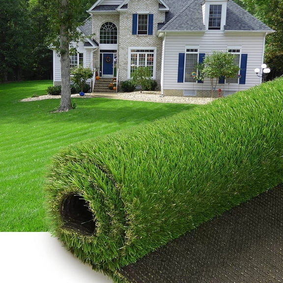 Artificial Turf Grass 5' x 5', 1.38 Inch Realistic Artificial Grass Rug, Fake Grass Mat Thick with Rubber Backing, for Pets Dogs Garden Lawn Landscape Indoor Outdoor