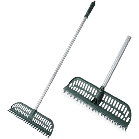 Artificial Turf Rake, 47" to 63" Adjustable Long Handle with 18" Wide Head Turf Rake for Artificial Grass, Carpet, Lawn Sweeper, Pet Hair & Debris Remover$$Garden & Patio