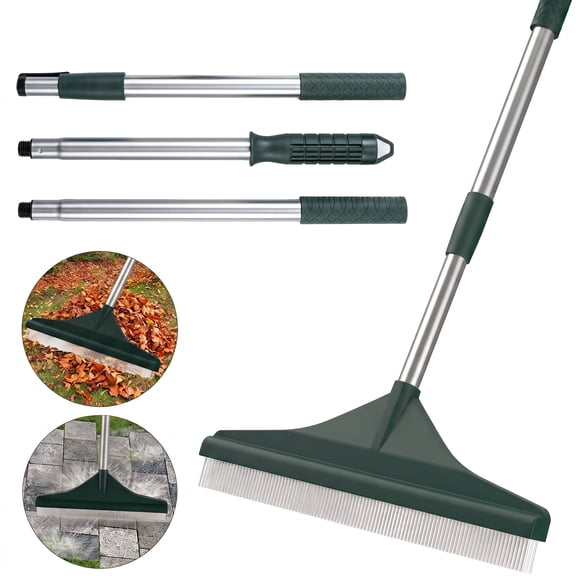 Artificial Turf Rake 48 Inch Adjustable Lawn Rake, Nylon Bristle Carpet Rake for Pet Hair Removal, Telescopic Long Handle Grass Rake for Artificial Grass, Patios, Rugs, Garden