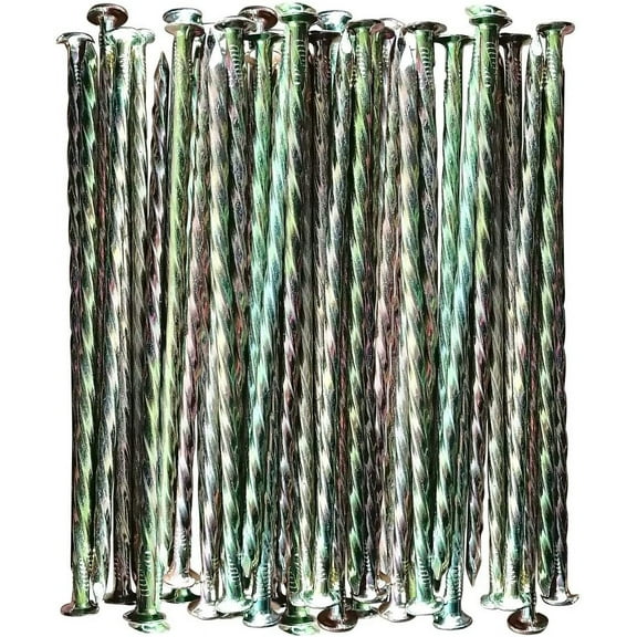 Artificial Turf Stakes Galvanized Metal Spiral Landscape Spikes for Fake Landscaping Grass, 35 Count, Outdoor, Heavy-Duty, Rust Resistant Security, 6-Inch Long,Anchoring Spikes
