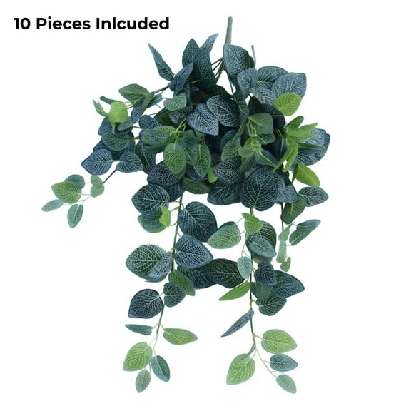 Artificial Veined Hanging Plant 31.5" Lifelike Cascading Greenery (Set of 10)