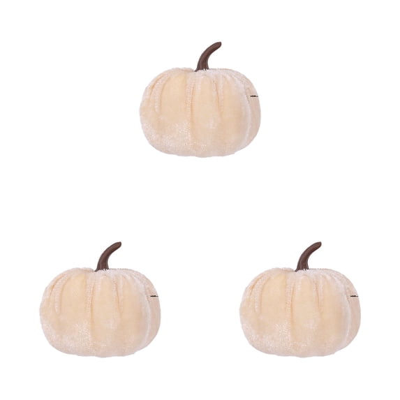 Artificial Velvet Pumpkins for Fall Decor,Mini Faux Pumpkins,Fake Fabric Pumpkins, for Thanksgiving Halloween Home Farmhouse Harvest Table Centerpiece Tiered Tray Decoration(Beige*3 8cm)