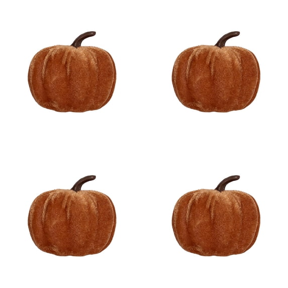 Artificial Velvet Pumpkins for Fall Decor,Mini Faux Pumpkins,Fake Fabric Pumpkins, for Thanksgiving Halloween Home Farmhouse Harvest Table Centerpiece Tiered Tray Decoration(Brown*4 8cm)