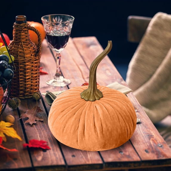 Artificial Velvet Pumpkins Fall Harvest Decor Fabric Foam Pumpkins for Thanksgiving Halloween Table Centerpieces Wedding Farmhouse Autumn Home Decor