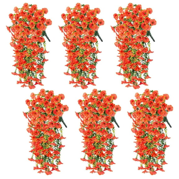 Artificial Vine Artificial Morning Vine 6pcs Realistic Wall Hanging Flower Set Outdoor Garden Decor Faux Leaf Plant Vines Patio Porch Decorative Fencing Ornament Wall Hanging Flower