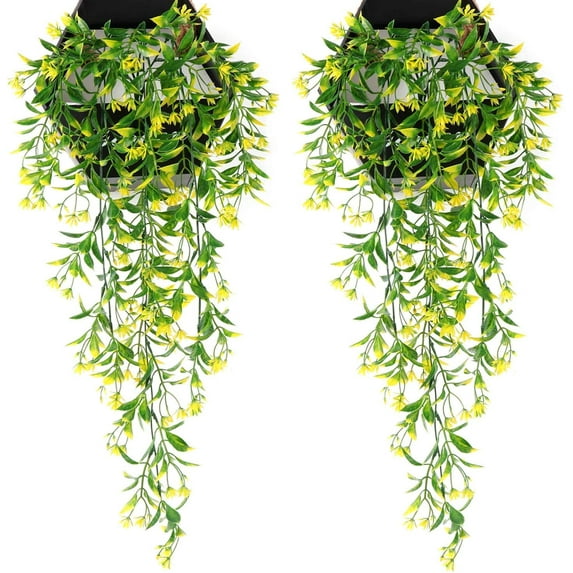 Artificial Vine with Flowers, for Christmas Plastic Hanging Ivy Plants Fake Vines Grass Garland Home Garden Outdoor Window Box Indoor Party UV Resistant Wedding DIY Wall Decor Decoration Purple 4 Pack