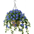 thumbnail image 1 of Artificial Vine Silk Azalea Flowers,Hanging Plant in Basket, Ivy Basket Hanging Plant for Patio Lawn Garden Decor (Champagne), 1 of 5
