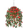 thumbnail image 1 of Artificial Vine Silk Azalea Flowers,Hanging Plant in Basket, Ivy Basket Hanging Plant for Patio Lawn Garden Decor (Champagne), 1 of 5